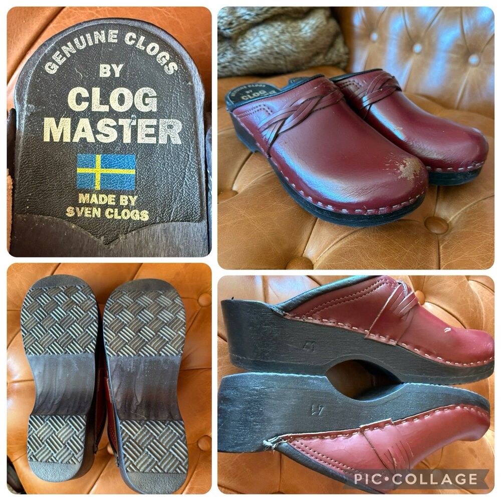Sven Clog Master Women's Oxblood Leather Woven Clogs US 7.5-8